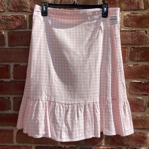 Nwt Draper James skirt RSVP Pink White Gingham plaid ruffle hem womens 10